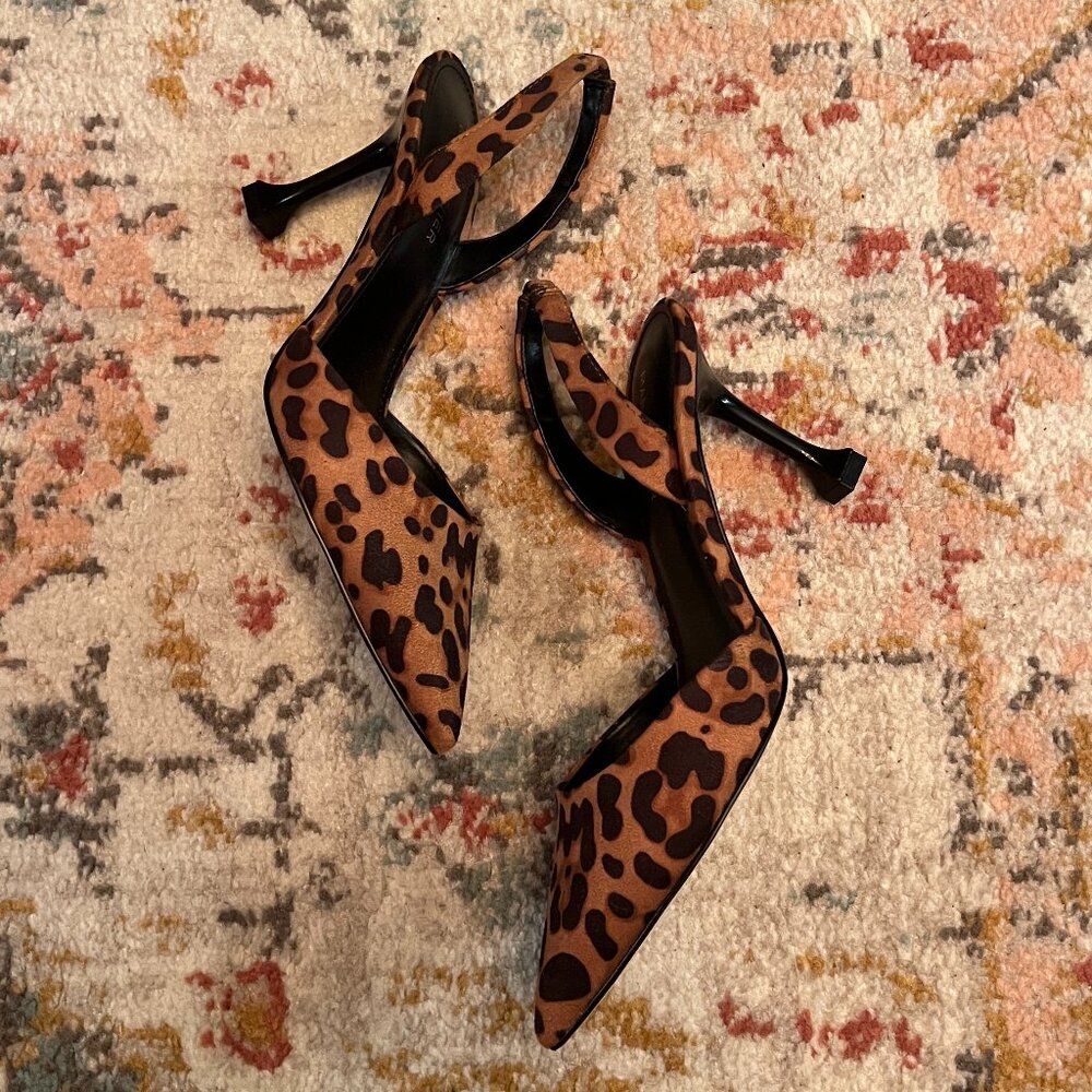 Marc Fisher Hadya Leopard Cheetah Print Slingback Heels